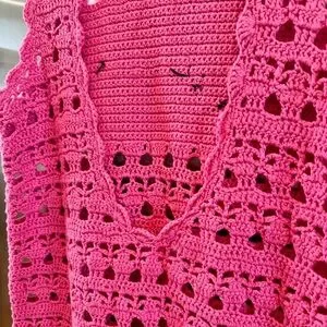 Ganni | Dresses | Nwt Ganni Pink Crochet Knit Coverup Mini